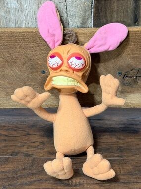 *Vtg Ren & Stimpy 1992 Rude Toot Ren Nickelodeon Plush Toys Mattel NO SOUND 12in